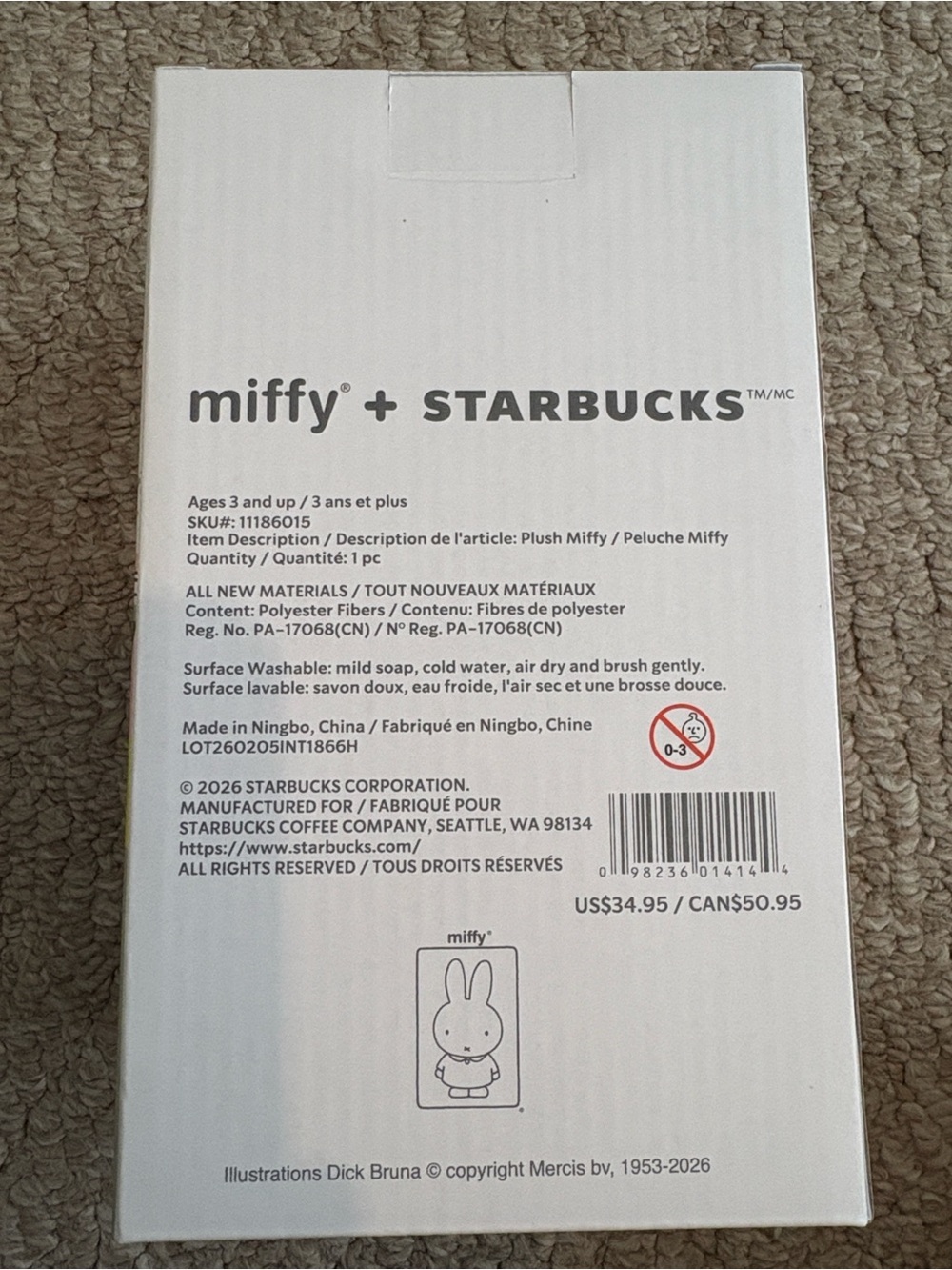 Miffy x Starbucks Plush Bunny (limited edition) - Picture 3 of 3
